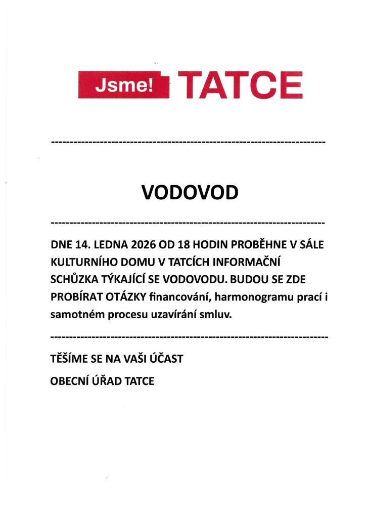 Vodovod - informační schůzka